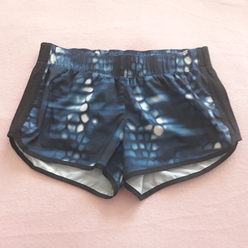 Adidas Womens' Running Shorts, Blue & White Pattern, Sz. M